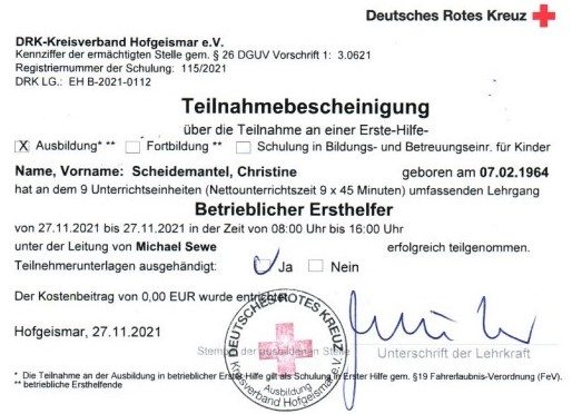 Erste Hilfe Kurs Bescheinigung Vordruck satsanga.info